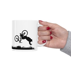 Mountain Bike Mug, Funny going over the bars Mountain Bike Gift, Bicycle Mug