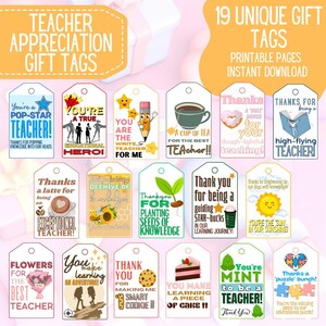 Teacher appreciation gift tags printable thank you tags for teachers end of year teacher gift DIY teacher gift tags classroom use