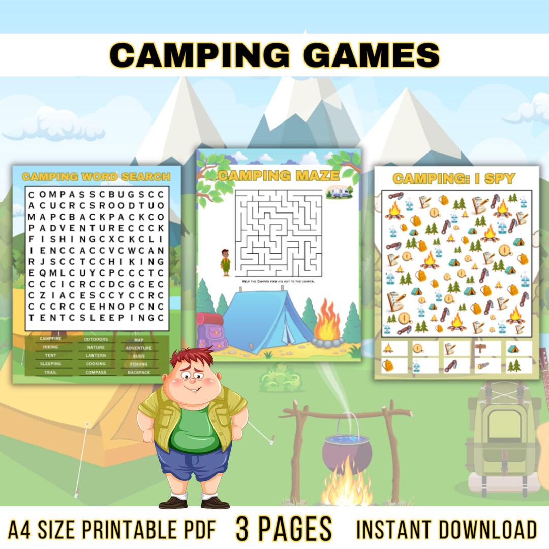 Kids Camping Games Printable Bundle Fun Outdoor Activity for Family ...