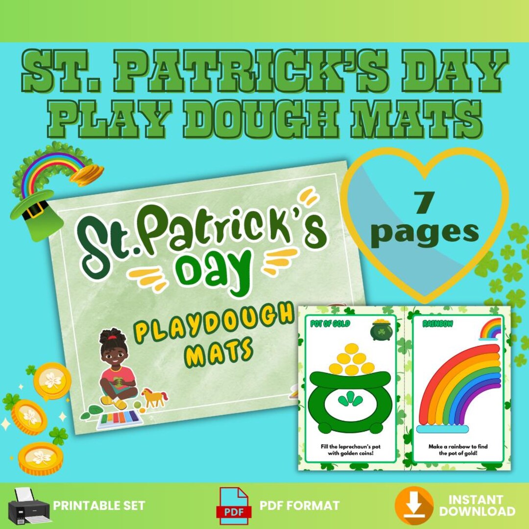 St Patricks Day Play Dough Mats for Kids Classroom Daycare Home School ...