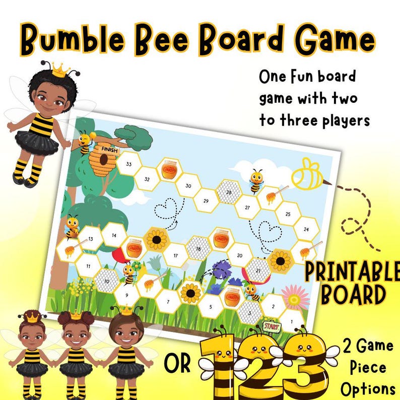 Bumble Bee Board Game for Preschool Kids 3 Pages Printable Preschool ...