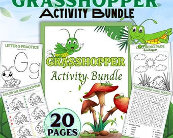 Grasshopper Activity Pack: Preschool Learning, Insect Theme (Printable)