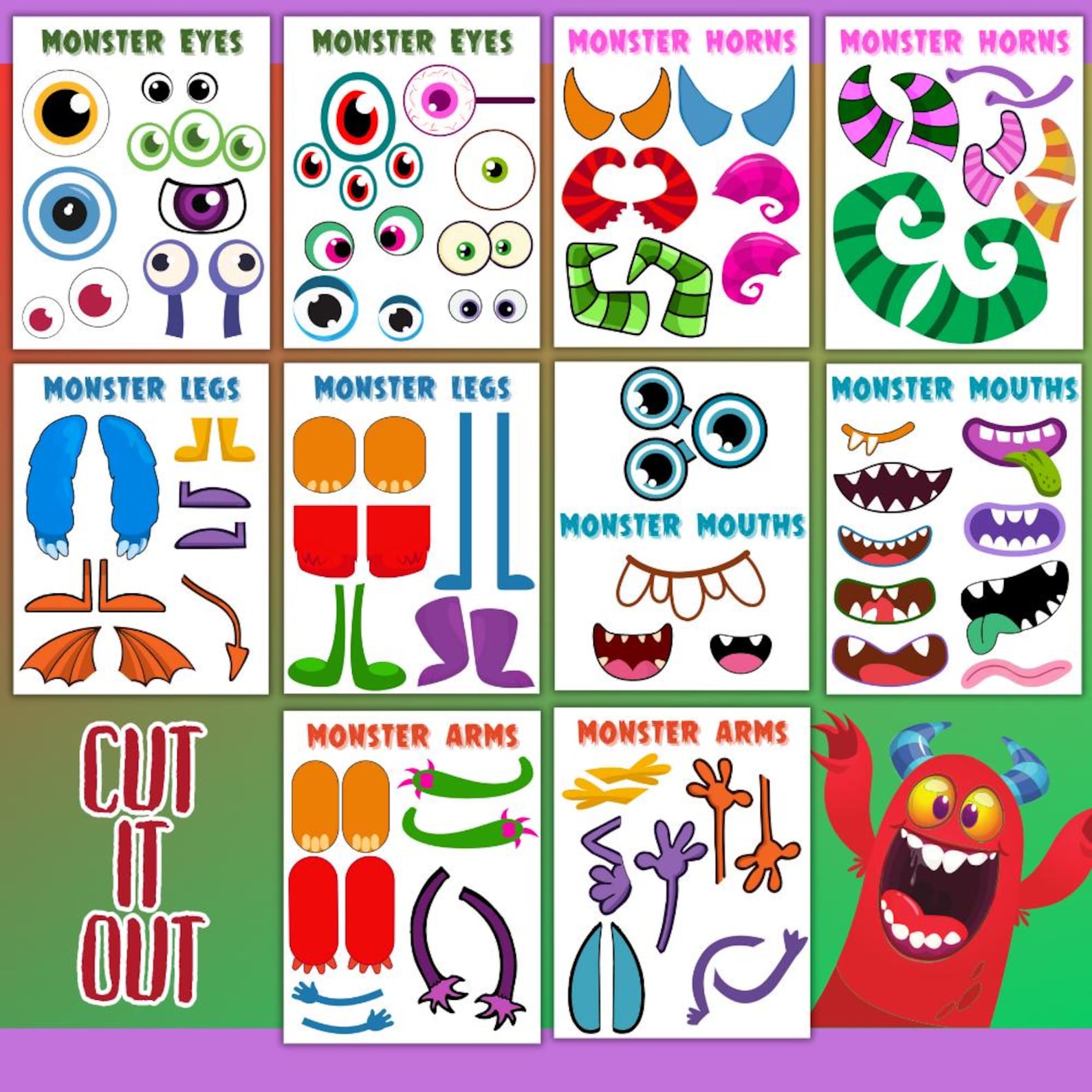 Build a Monster Printable Craft, Halloween Activity (PDF Pattern ...