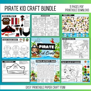 Pirate kids craft bundle pirate activity black pirate kids activities and coloring page fun pirate craft printable kids activity diverse kid