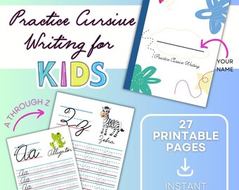 Cursive Handwriting Practice Workbook for Kids (27 Page Printable)