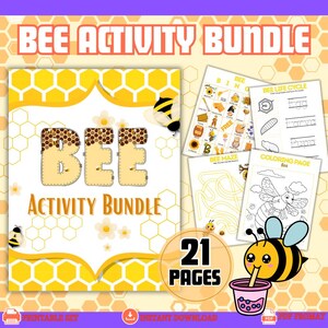 Bee Activity Bundle: Preschool Learning, Tracing, Coloring (PDF)