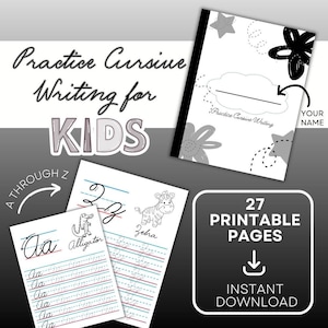 27 page cursive practice workbook for kids beginner level handwriting worksheets fun classroom home school writing activity