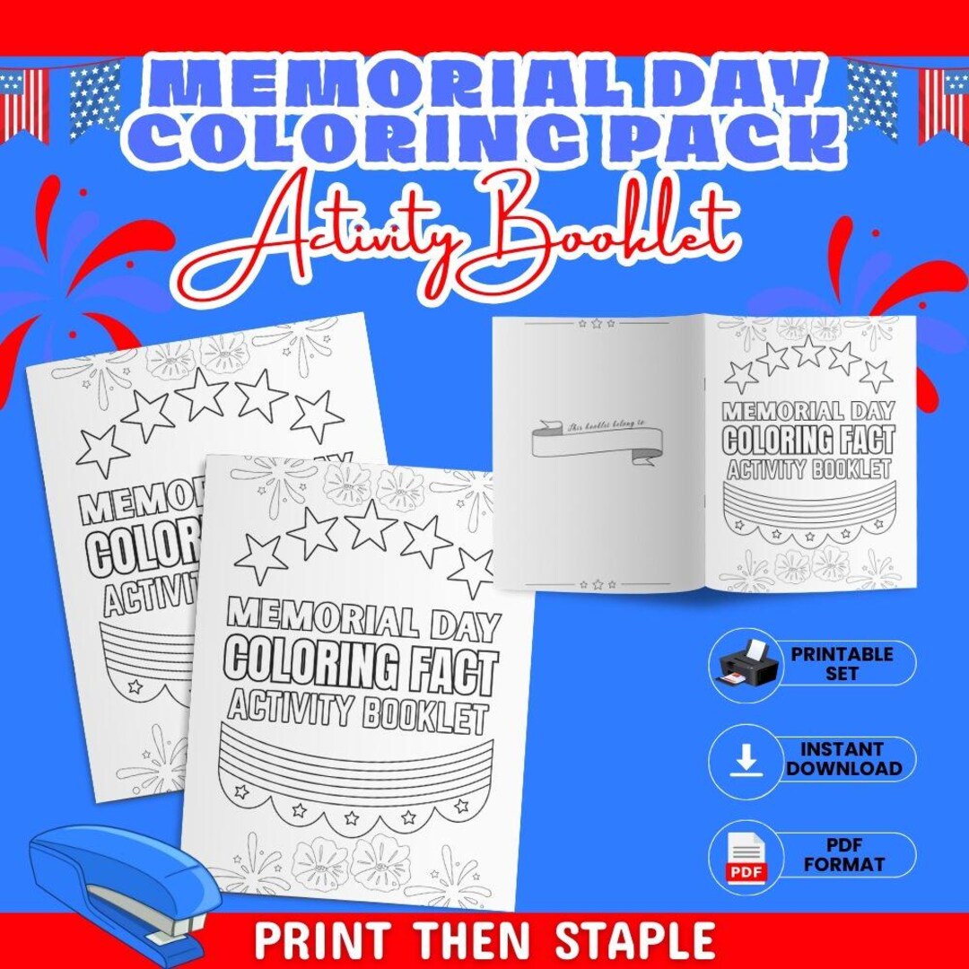 Memorial Day Print Your Own Coloring Book for Kids 12 Pages Includes ...