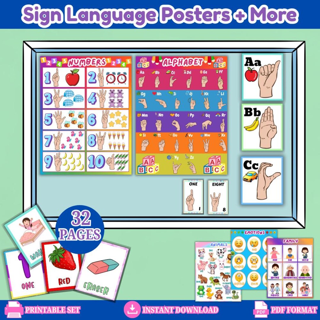 Sign Language Learning Set for Kids, ASL Classroom (PDF) - Etsy