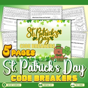 St Patricks Day Code Breakers for Kids Classroom Daycare Home School (PDF)