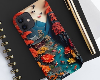 Japanese Koi Fish Pond Paper Art Tough iPhone Case
