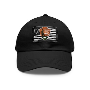 Support National Parks, Adventure Hat with Leather Patch, Outdoor Cap, National Parks Gift for Dad, Hiking Accessory, Nature Lover&#39;s Hat