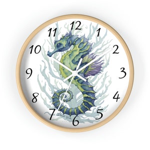 Seahorse Wall Clock, Coastal Farmhouse, Nautical, Beach