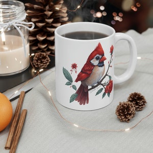 Adorable Cardinal Mug 11oz, Cute Mug, Birds, Christmas Mugs, Christmas Gift