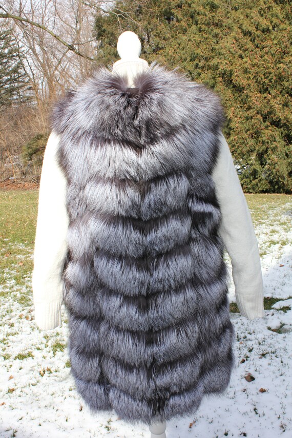 Silver Fox/Blue Fox Real Fur Long Vest - image 3