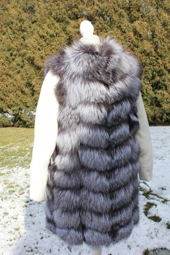 Silver Fox/Blue Fox Real Fur Long Vest - image 5