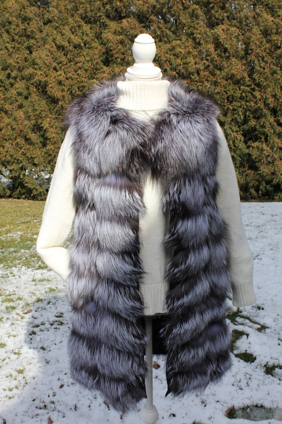 Silver Fox/Blue Fox Real Fur Long Vest - image 1