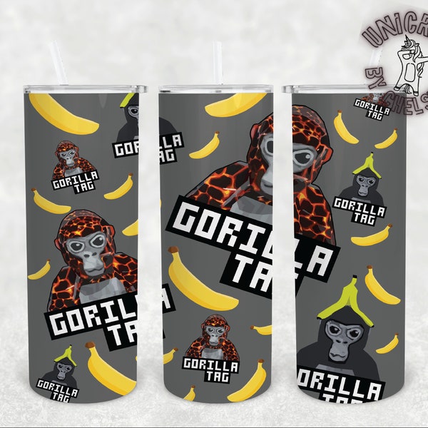 Gorilla Tag Video Game PNG image wrap for 20oz skinny tumbler sublimation designs digital download