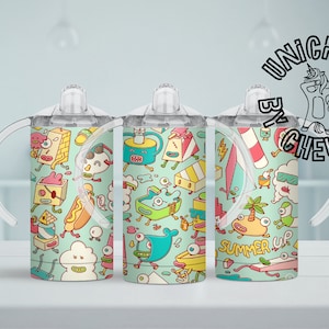 Summer Up Fun Foods 12oz sublimation sippy cup tumbler wrap PNG digital download