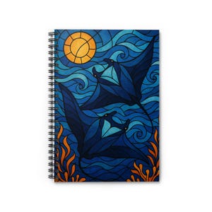 Spiral Notebook - Ruled Line, Hawaii Manta Ray Design, Ocean Lover Gift, Underwater Theme Journal, Marine Notebook, School Supplies, Sea
