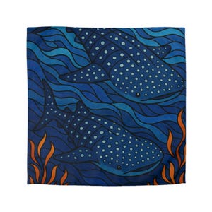 Whimsical Whale Shark Microfiber Duvet Cover - Ocean-Inspired Bedroom Decor, Gift for Ocean Lovers, Sea-Themed Bedding, Nautical Home Accent