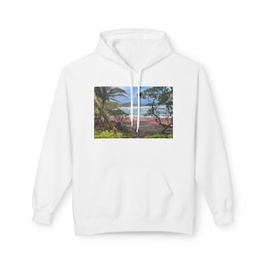 Maui, Road To Hana, Red Sand Beach Hoodie, Unisex Ocean Print Fleece Sweatshirt.