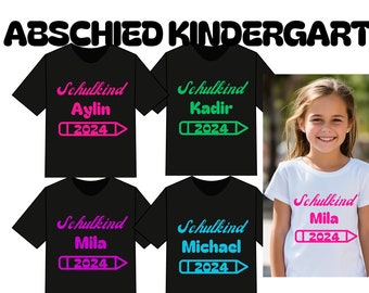 Farewell kindergarten t-shirt with NAME, school, KITA, goodbye kindergarten, hello school, school child enrollment teacher, personalized,