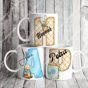 Regalos personalizados de taza de carta de oso, taza de café personalizada, taza personalizada, taza con nombre, taza de café,