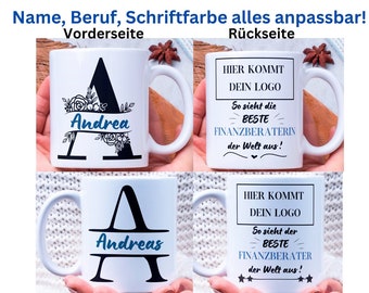 Tasse mit Firmenlogo Personalisierte Buchstaben Tasse, Tassen mit Firmenlogo, beidseit. Druck, Bester Unternehmer, Geschenkidee für den Chef