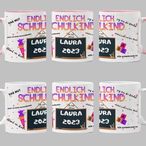 Finally a school child cup - exciting cup for the start of the school adventure! - Finally school - school enrollment gift - school child gift
