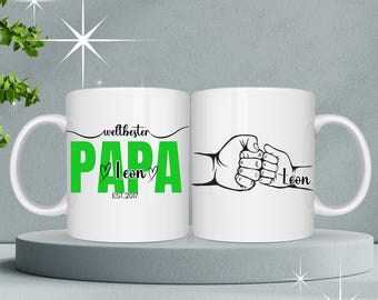 PRESENTE DE DIA DOS PAIS, caneca personalizada para o Dia dos Pais – Melhor pai do mundo com nome e ano – motivo de punho – presente para o pai das crianças – caneca do pai