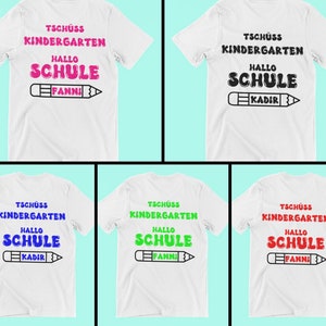 Camiseta de regalo de despedida, adiós jardín de infantes, hola escuela, niño de escuela que comienza la escuela, educadores