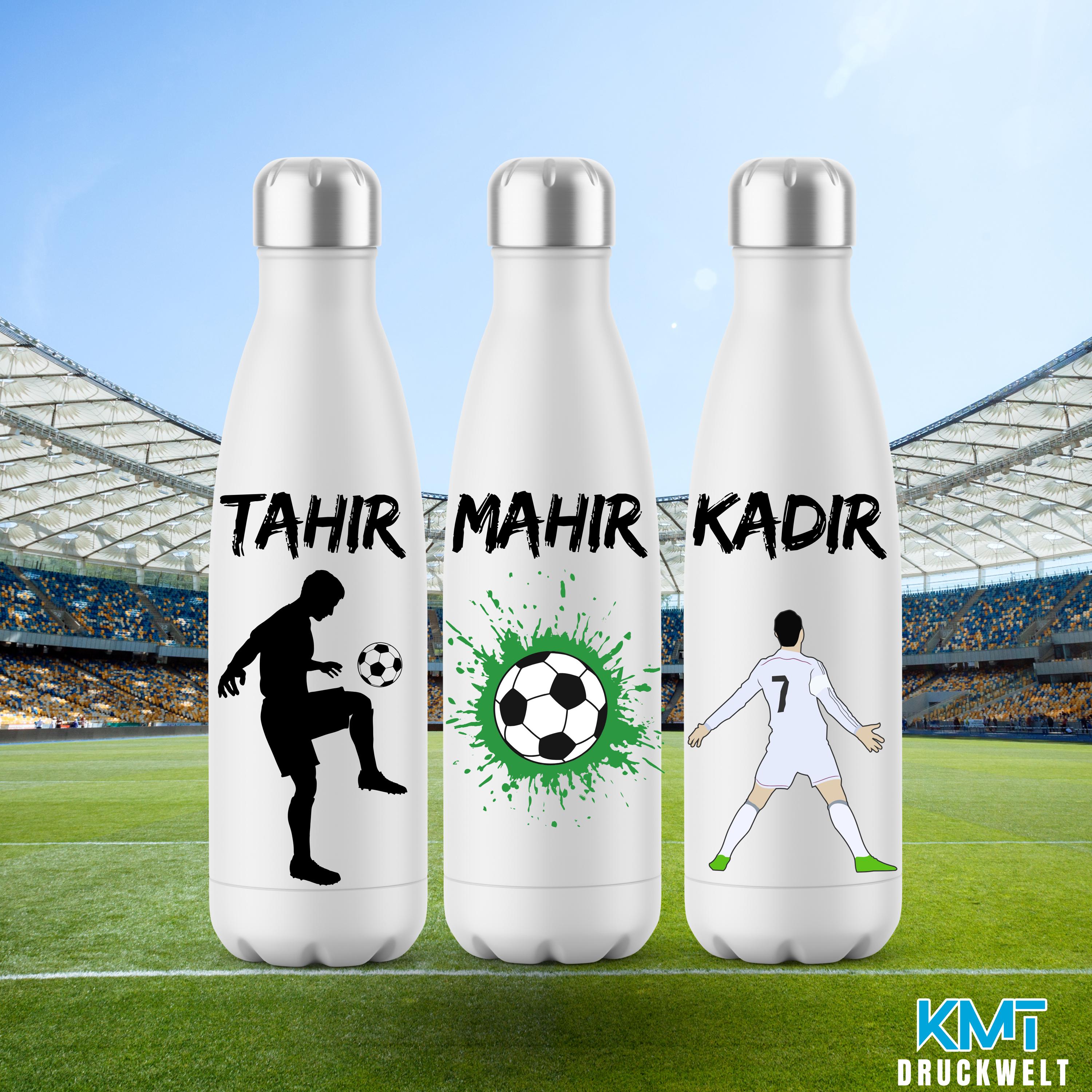 Personalized drinking bottle, double-walled PREMIUM quality, Ronldo, football bottle, thermos flask, stainless steel, discount bulk order, gift