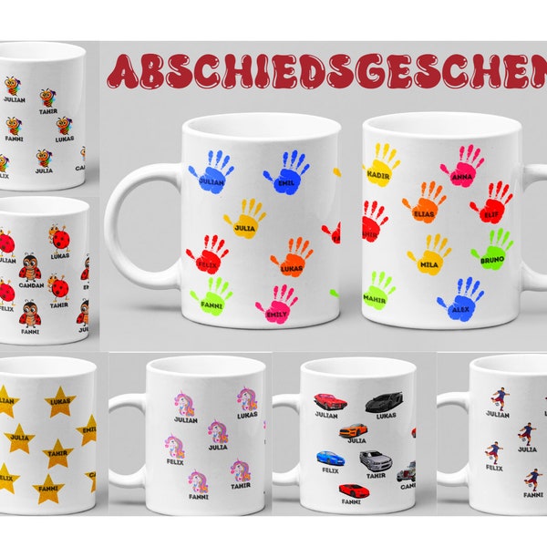 Abschiedsgeschenk Tasse mit Namen Kindergarten Schulkind Einschulung Erzieherinnen Erzieherin