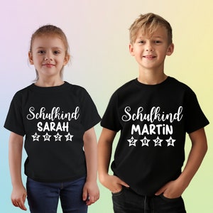 T-shirt d'adieu, t-shirt de garderie, avec votre nom, bonjour l'école, écolier, rentrée scolaire schwarz