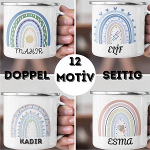 Rainbow children&#39;s cup, enamel cup children, cup children personalized, children&#39;s cup with name, enamel cup,