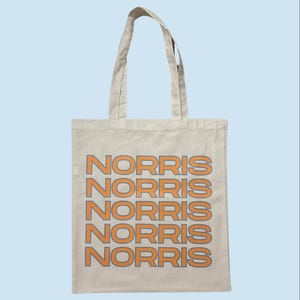 Norris Tote Bag | F1-Inspired Canvas Tote | Orange Retro Motorsport Bag | Lando Fan Gift