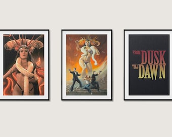 From Dusk Till Dawn Salma Hayek Set Of 3 Vintage Art 90s Movie Posters