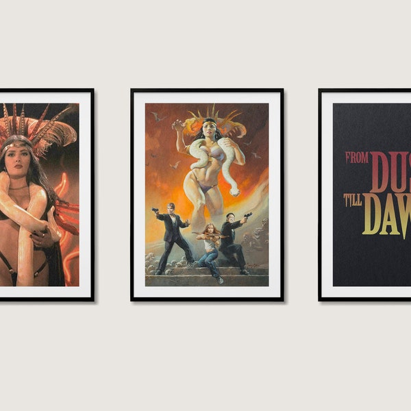 From Dusk Till Dawn Salma Hayek Set Of 3 Vintage Art 90s Movie Posters