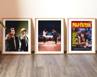 Pulp Fiction Movie Poster Set of 3 | Quentin Tarantino Vintage 90s Cult Film Art