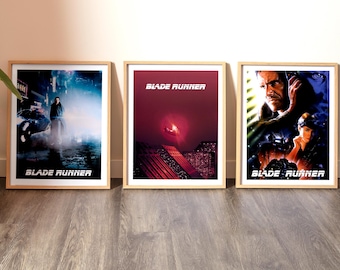 Blade Runner Movie Poster Set of 3 | Cult Classic Cyber Cinema Vintage 80s Film Art