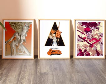 Clockwork Orange by Stanley Kubrick Movie Poster Set of 3 | Cult Classic Film