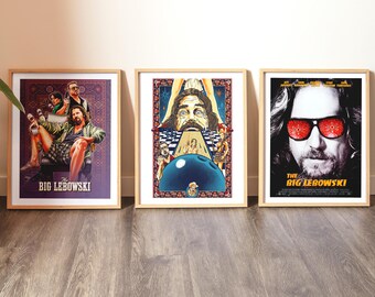 The Big Lebowski Movie Poster Set of 3 | The Dude Vintage 90s Film Art