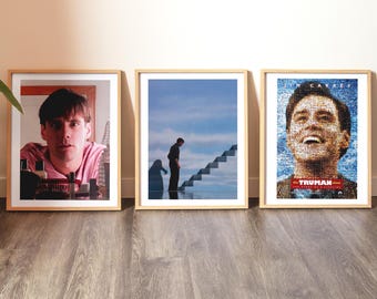 The Truman Show Movie Poster Set of 3 | Jim Carrey Vintage 90s Film Art