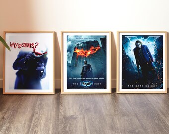 The Dark Knight Movie Poster Set of 3 | Cult Classic Cinema Film Art