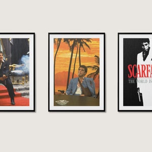 Scarface Al Pacino Set Of 3 Vintage Art 80s Movie Posters