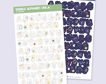 Doodle Alphabet Sticker Sheet | Deco Sticker | Bullet Journaling | Bujo | Planner | Junk Journaling | Scrapbooking