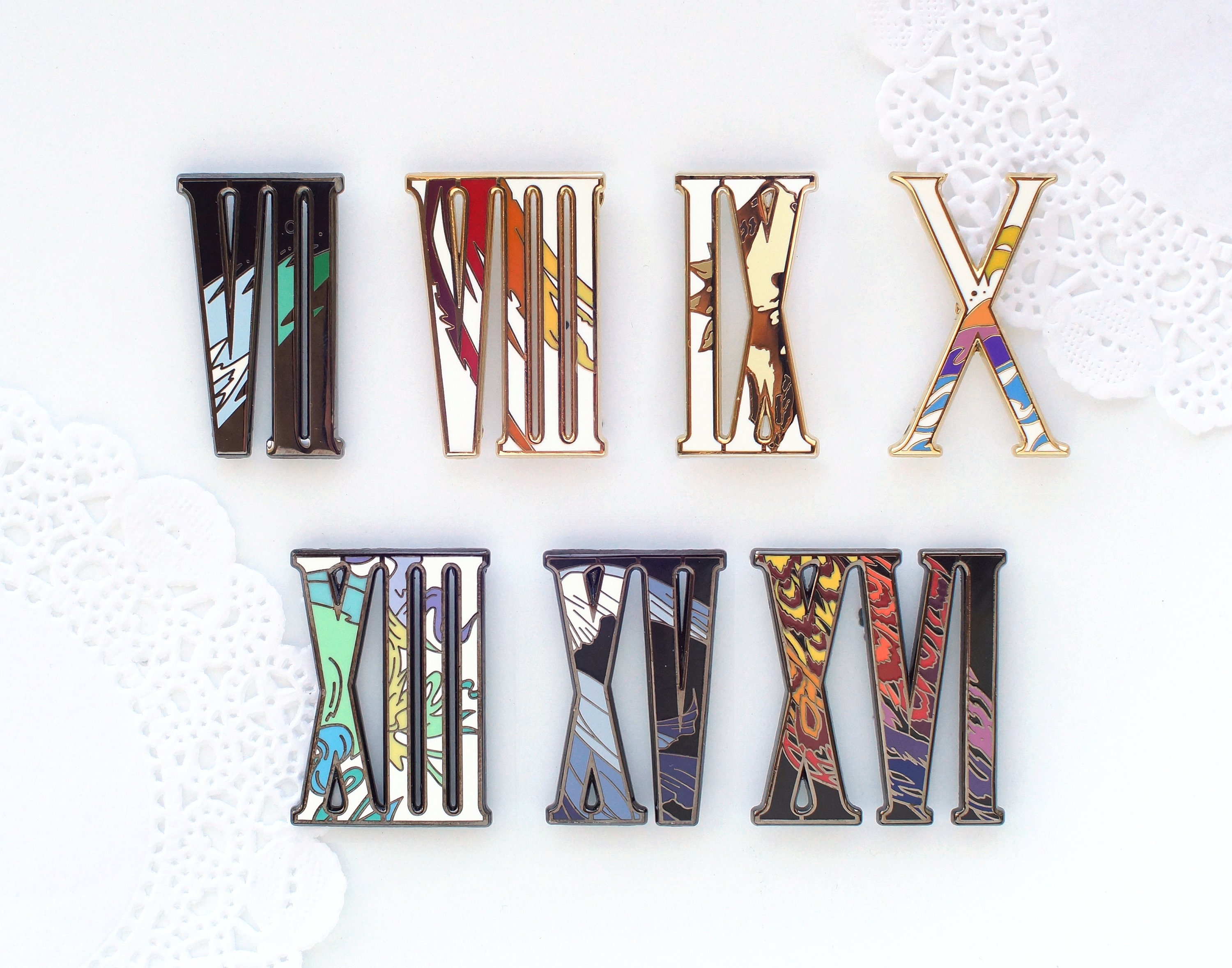 FF Roman Numeral Enamel Pins