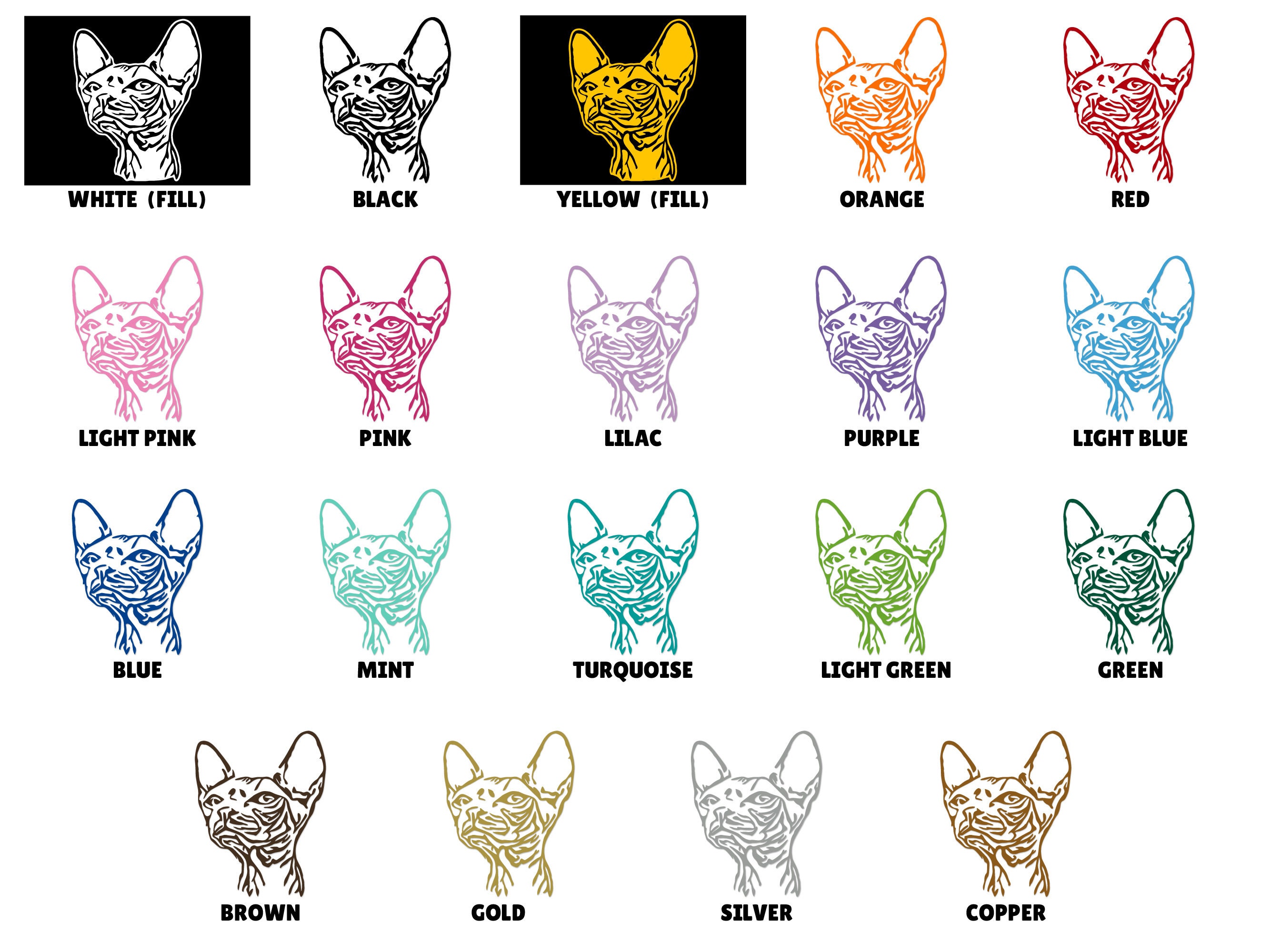 Sphynx Cat Decal · Hairless Kitty Vinyl Art Sticker for Laptop, Car ...