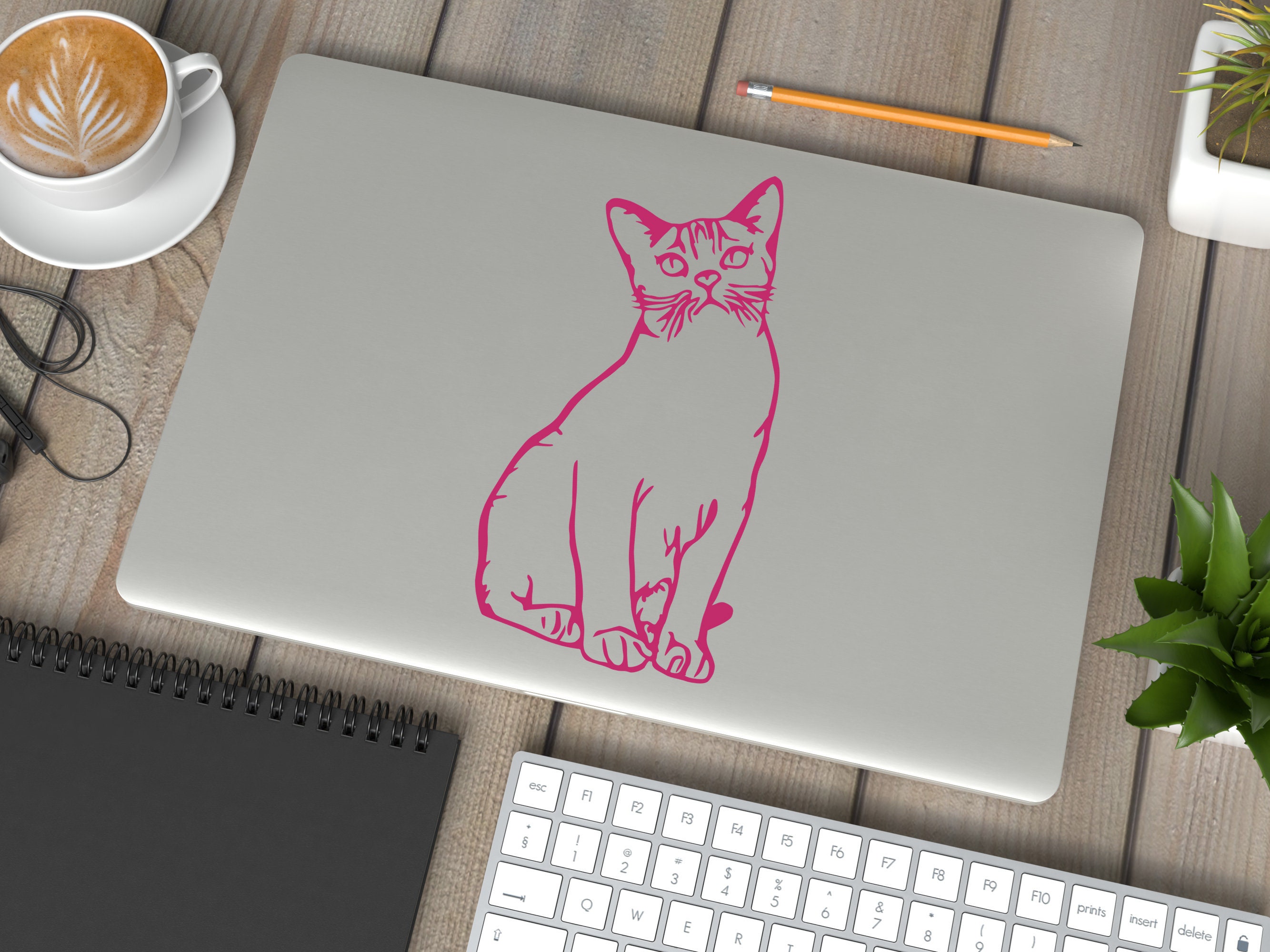 Sitting Cat Vinyl Decal Sticker for Laptop, Car, or Gift Gorgeous Cute ...